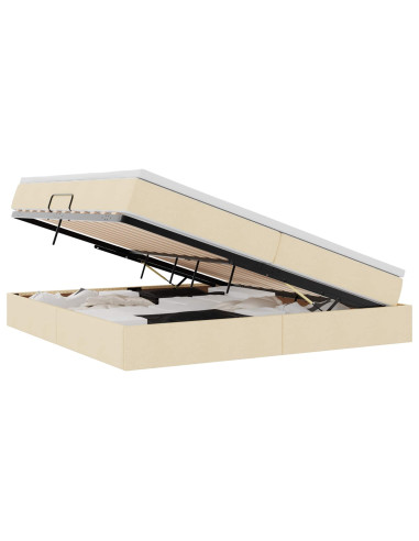 Letto con contenitore e materasso Crema 200 x 200 cm Poliestere