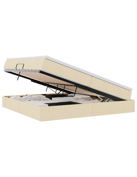Letto con contenitore e materasso Crema 200 x 200 cm Poliestere
