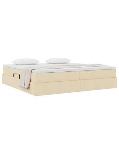 Letto con contenitore e materasso Crema 200 x 200 cm Poliestere