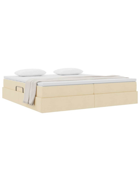 Letto con contenitore e materasso Crema 200 x 200 cm Poliestere