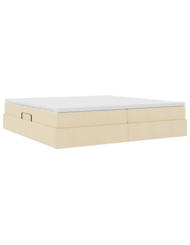 Letto con contenitore e materasso Crema 200 x 200 cm Poliestere