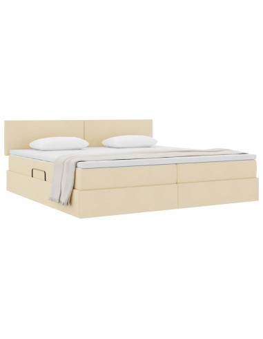 Letto con contenitore e materasso Crema 200 x 200 cm