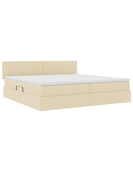 Letto con contenitore e materasso Crema 200 x 200 cm