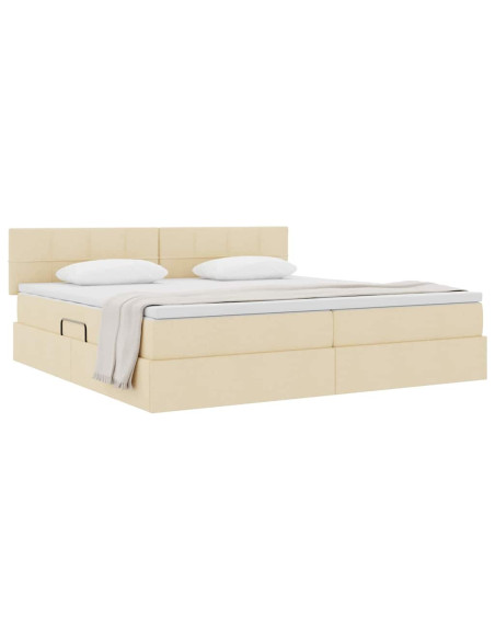 Letto con contenitore e materasso Crema 200 x 200 cm