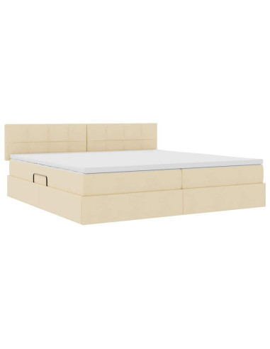 Letto con contenitore e materasso Crema 200 x 200 cm