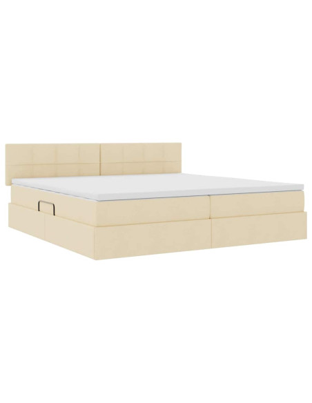 Letto con contenitore e materasso Crema 200 x 200 cm