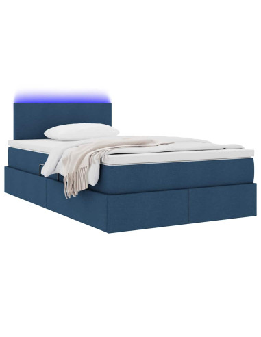 Letto con contenitore e LED con led Blu 120 x 190 cm Tessuto