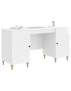 Scrivania Bianco Lucido 142,5 x 50 x 75 cm Legno ingegnerizzato 2