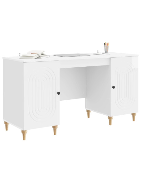 Scrivania Bianco Lucido 142,5 x 50 x 75 cm Legno ingegnerizzato