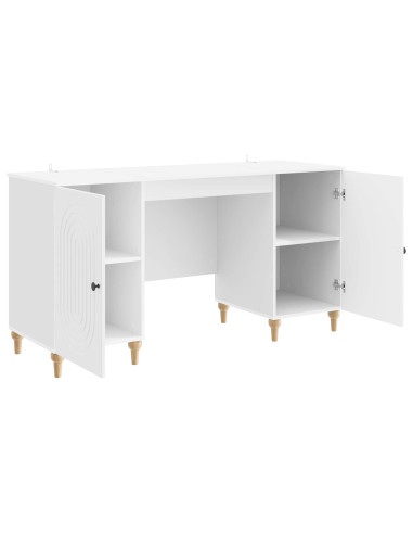 Scrivania Bianco Lucido 142,5 x 50 x 75 cm Legno ingegnerizzato