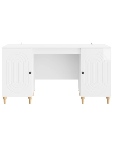 Scrivania Bianco Lucido 142,5 x 50 x 75 cm Legno ingegnerizzato