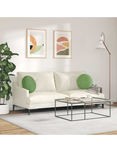 Cuscini per Seduta 2 pcs Verde chiaro Ø 40 x 13 cm Velluto