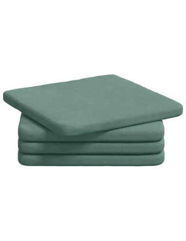 Cuscini per Seduta 4 pcs Verde Mare 40 x 40 x 3 cm Velluto