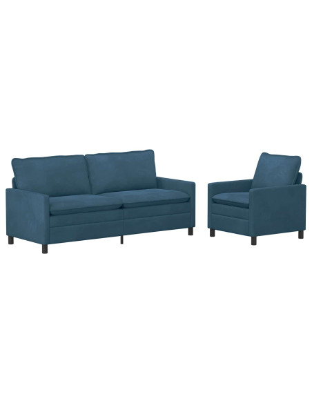 Set di divani 2 pcs Blu Velluto