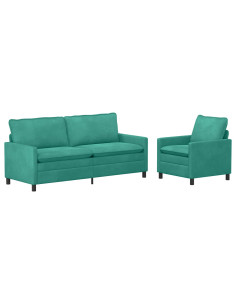 Set di divani 2 pcs Turchese Velluto 2