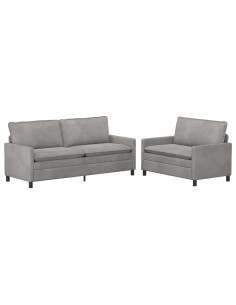 Set di divani 2 pcs Grigio Chiaro Velluto 2