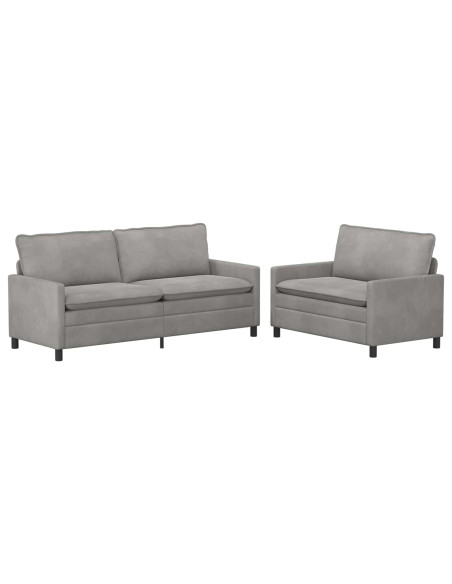 Set di divani 2 pcs Grigio Chiaro Velluto