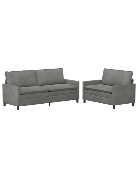 Set di divani 2 pcs Grigio Scuro Velluto