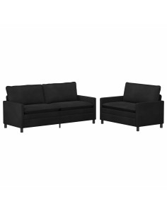 Set di divani 2 pcs Nero Velluto 2