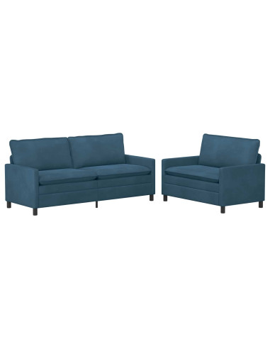 Set di divani 2 pcs Blu Velluto