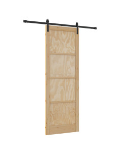 Porta scorrevole Naturale e Nero 83 x 232 cm 2