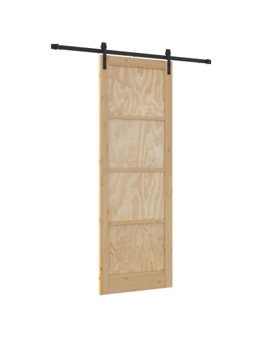 Porta scorrevole Naturale e Nero 83 x 232 cm