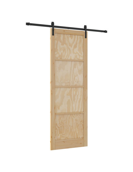 Porta scorrevole Naturale e Nero 83 x 232 cm