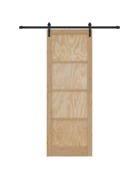 Porta scorrevole Naturale e Nero 83 x 232 cm