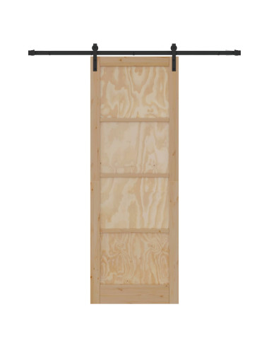 Porta scorrevole Naturale e Nero 83 x 232 cm