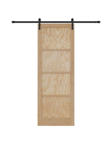 Porta scorrevole Naturale e Nero 83 x 232 cm