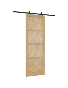 Porta scorrevole Naturale e Nero 83 x 232 cm 2