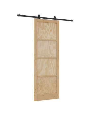 Porta scorrevole Naturale e Nero 83 x 232 cm