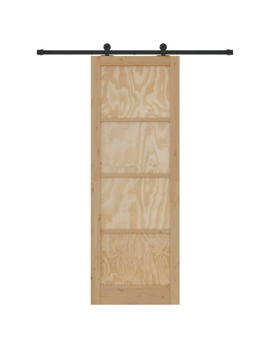 Porta scorrevole Naturale e Nero 83 x 232 cm