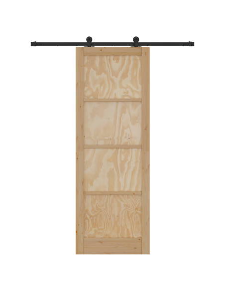 Porta scorrevole Naturale e Nero 83 x 232 cm