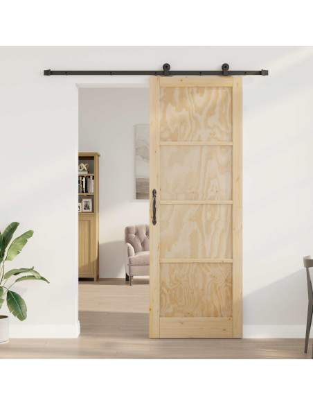 Porta scorrevole Naturale e Nero 83 x 232 cm