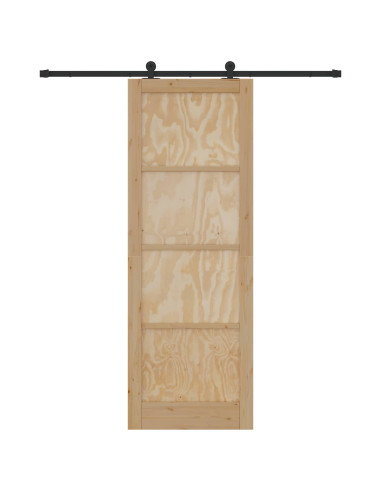 Porta scorrevole Naturale e Nero 83 x 232 cm