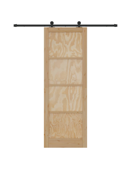 Porta scorrevole Naturale e Nero 83 x 232 cm