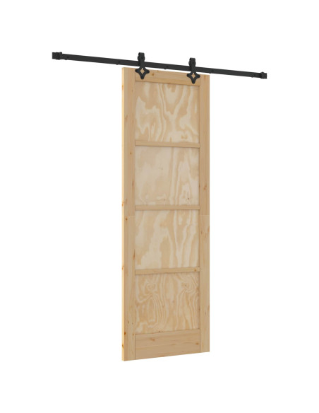 Porta scorrevole Naturale e Nero 73,5 x 211 cm