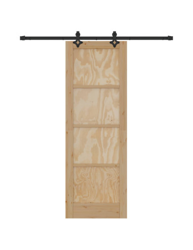 Porta scorrevole Naturale e Nero 73,5 x 211 cm