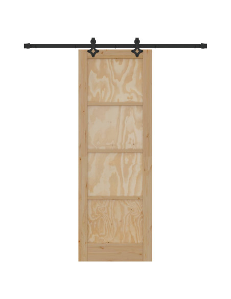 Porta scorrevole Naturale e Nero 73,5 x 211 cm