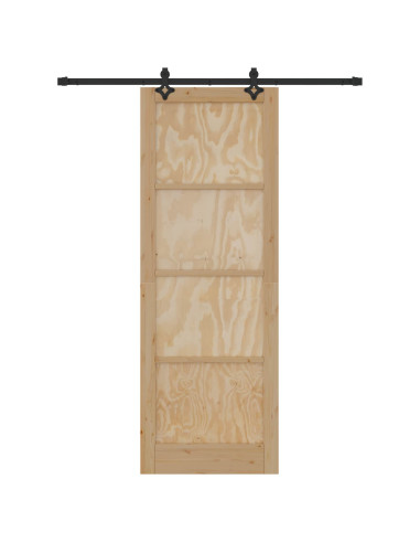 Porta scorrevole Naturale e Nero 83 x 232 cm