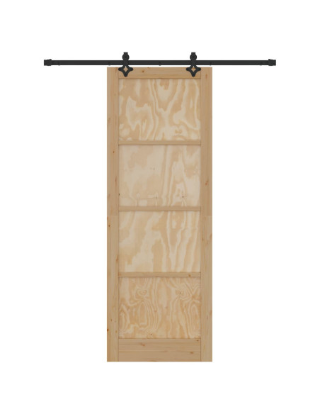Porta scorrevole Naturale e Nero 83 x 232 cm
