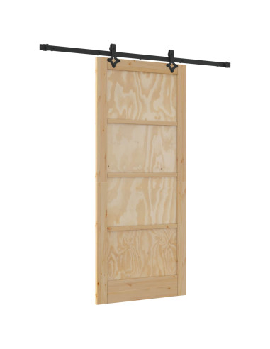 Porta scorrevole Naturale e Nero 86 x 198,5 cm