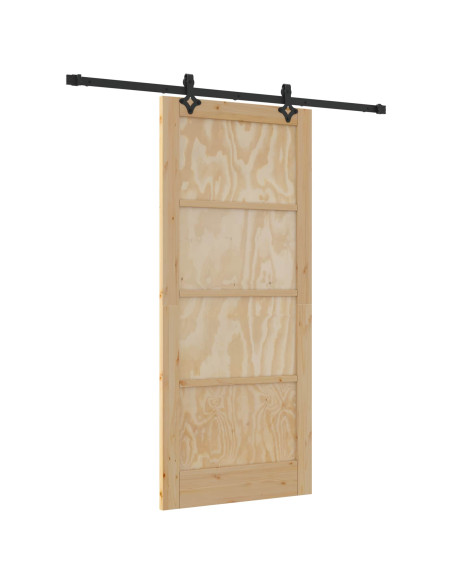 Porta scorrevole Naturale e Nero 86 x 198,5 cm