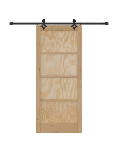 Porta scorrevole Naturale e Nero 86 x 198,5 cm