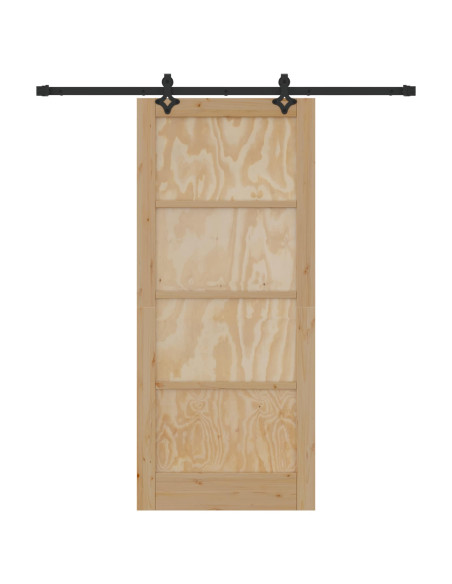 Porta scorrevole Naturale e Nero 86 x 198,5 cm