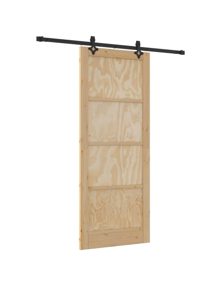 Porta scorrevole Naturale e Nero 86 x 211 cm