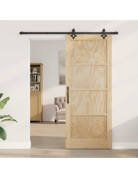 Porta scorrevole Naturale e Nero 86 x 211 cm