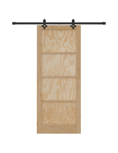 Porta scorrevole Naturale e Nero 86 x 211 cm