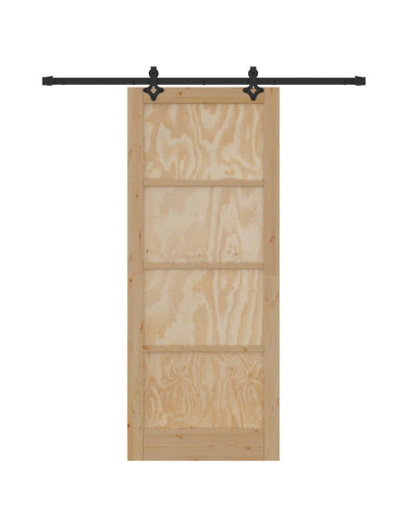 Porta scorrevole Naturale e Nero 86 x 211 cm